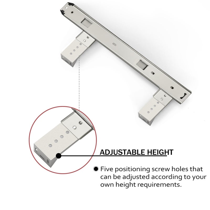 FRMSAET Heavy Duty 12/14/16/18 inches Thickness Steel Construction Ball Bearing Keyboard Slides Keyboard Drawer Slides Tray Accessories Cabinet Furniture Hardware Rails (16 inches, Silver) - Image 3